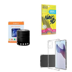 Kit caixa de som + capa motorola edge30 fusion + película 9d