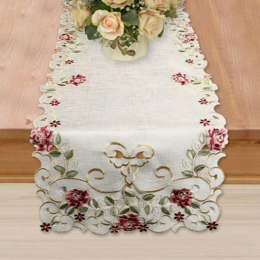 Trilho de mesa floratta 40x2,20cm - bordado - 100% poliéster