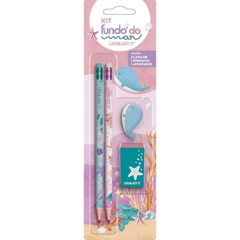 Kit escolar fundo do mar hb c/04 pecas