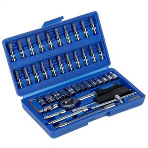 Jogo de soquetes torxs fenda philips com catraca 1/4 46 pçs