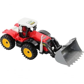Brinquedo Trator Escavadeira Miniatura Articulado Vermelho Fricção 27cm