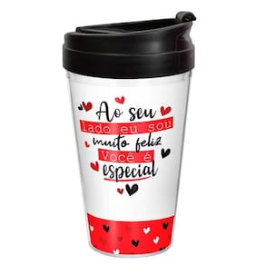 Copo viagem ao seu lado eu sou muito feliz 450ml presente