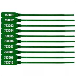 Kit 100 Lacres Segurança Numerado Malote Plástico 16Cm Verde