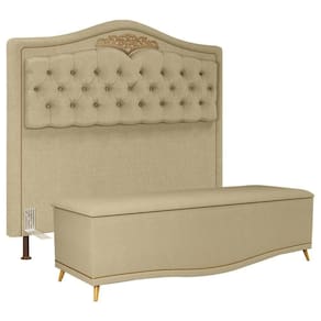 Cabeceira Casal Queen 160Cm Com Baú Imperial J02 Areia