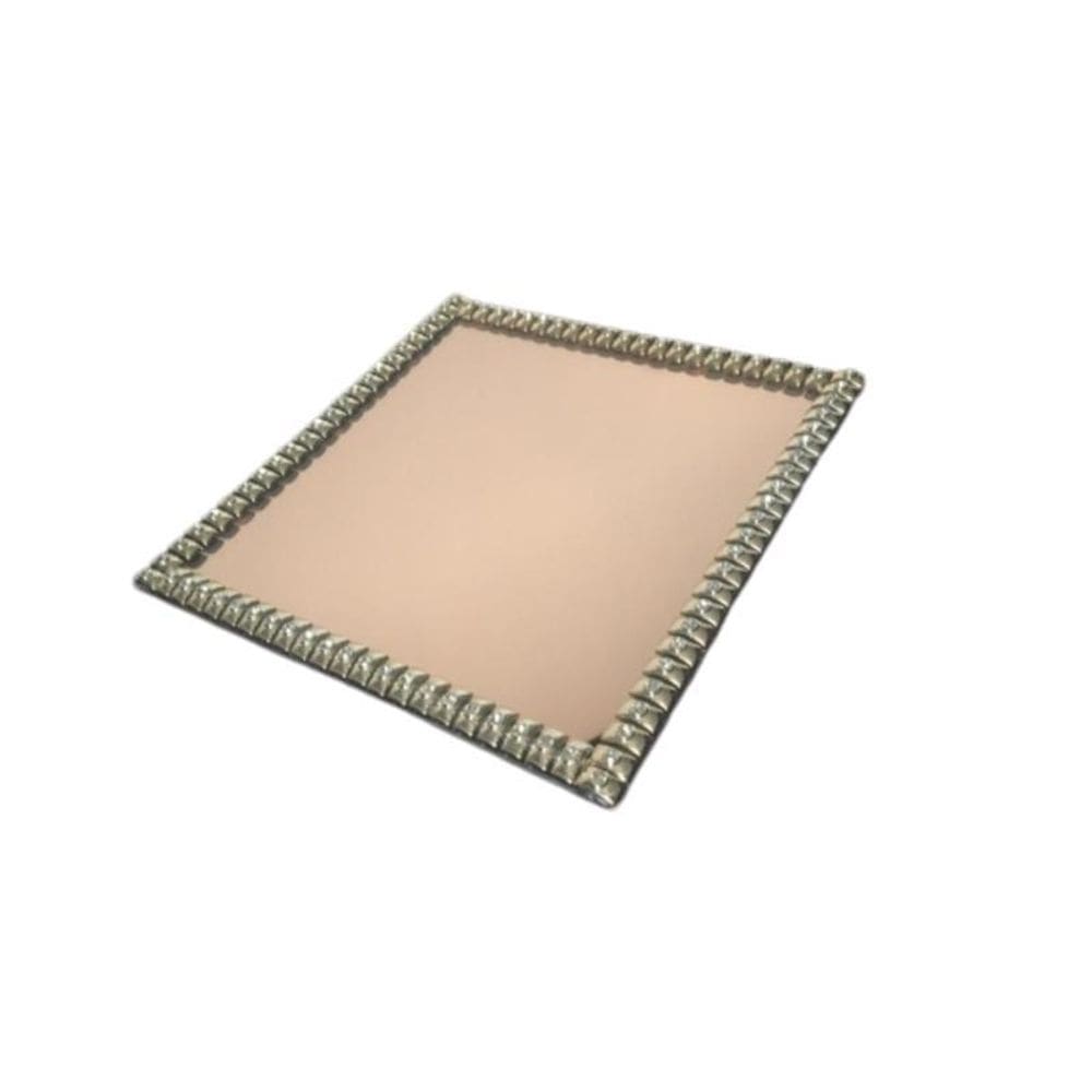 Bandeja espelhada pedraria rosé 20x20cm