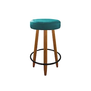 Banqueta 60 cm Madeira 3 Pés Cozinha Bar BalcãoTurquesa
