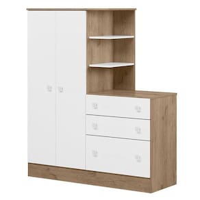 Guarda Roupa com Cômoda Doce Sonho 4070 Carvalho Rústico TOQ Branco – Qmovi