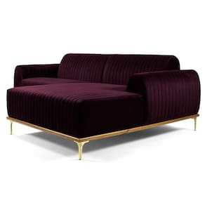 Sofá 245cm 4 Lugares Com Chaise DireitoMolino Veludo Uva
