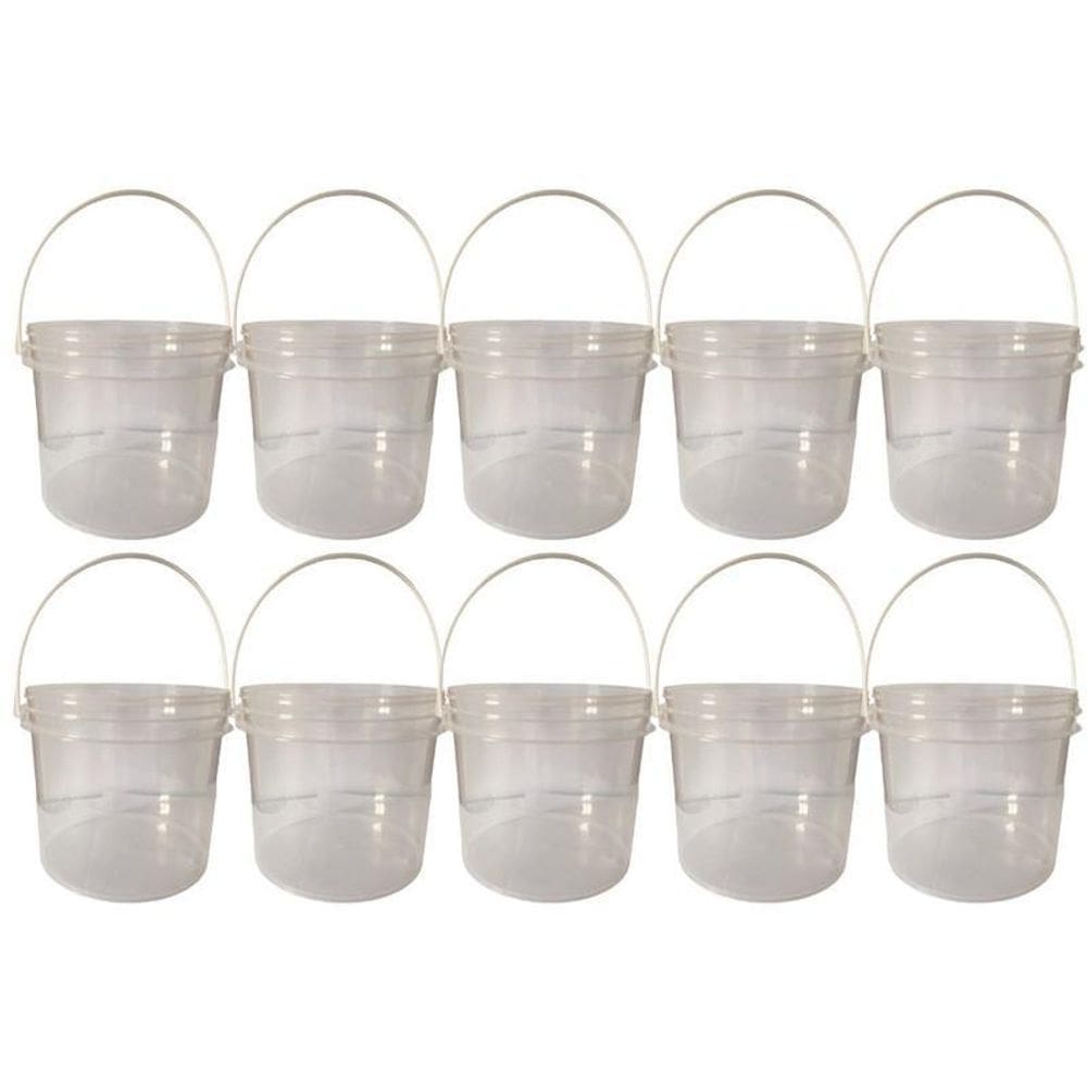 Balde transp 2.2l alça plast com tampa remov p caldos 10 pçs