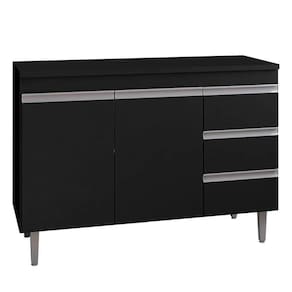 Balcão de Cozinha Andréia com Tampo 100 cm Preto Fosco - AJL