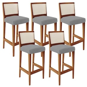 Kit 05 Banquetas Alta Encost Branco Facto Cinza