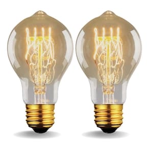 2 lâmpada filamento carbono bulbo a19 vintage retro edison