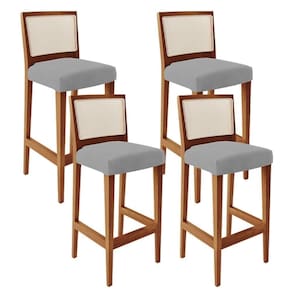 Kit 04 Banquetas Alta Cozinha Zion L02 Suede Cinza