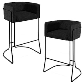 Kit 02 Banquetas Fixa Preto Linho Chumbo D-465