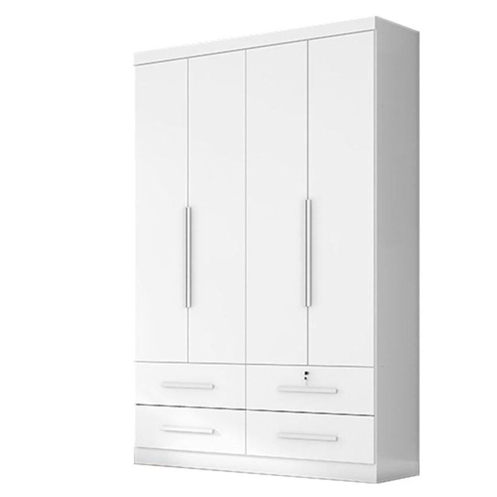Guarda Roupa Solteiro Maximus Plus 4 Portas Branco – Zanzini
