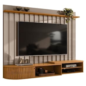 Painel Para Tv 75 Pol Com Bancada Suspensa 206cm Emília M01 Fendi-naturale - Mpozenato