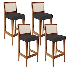 Kit 04 Banquetas Alta Cozinha Zion L02 Suede Preto