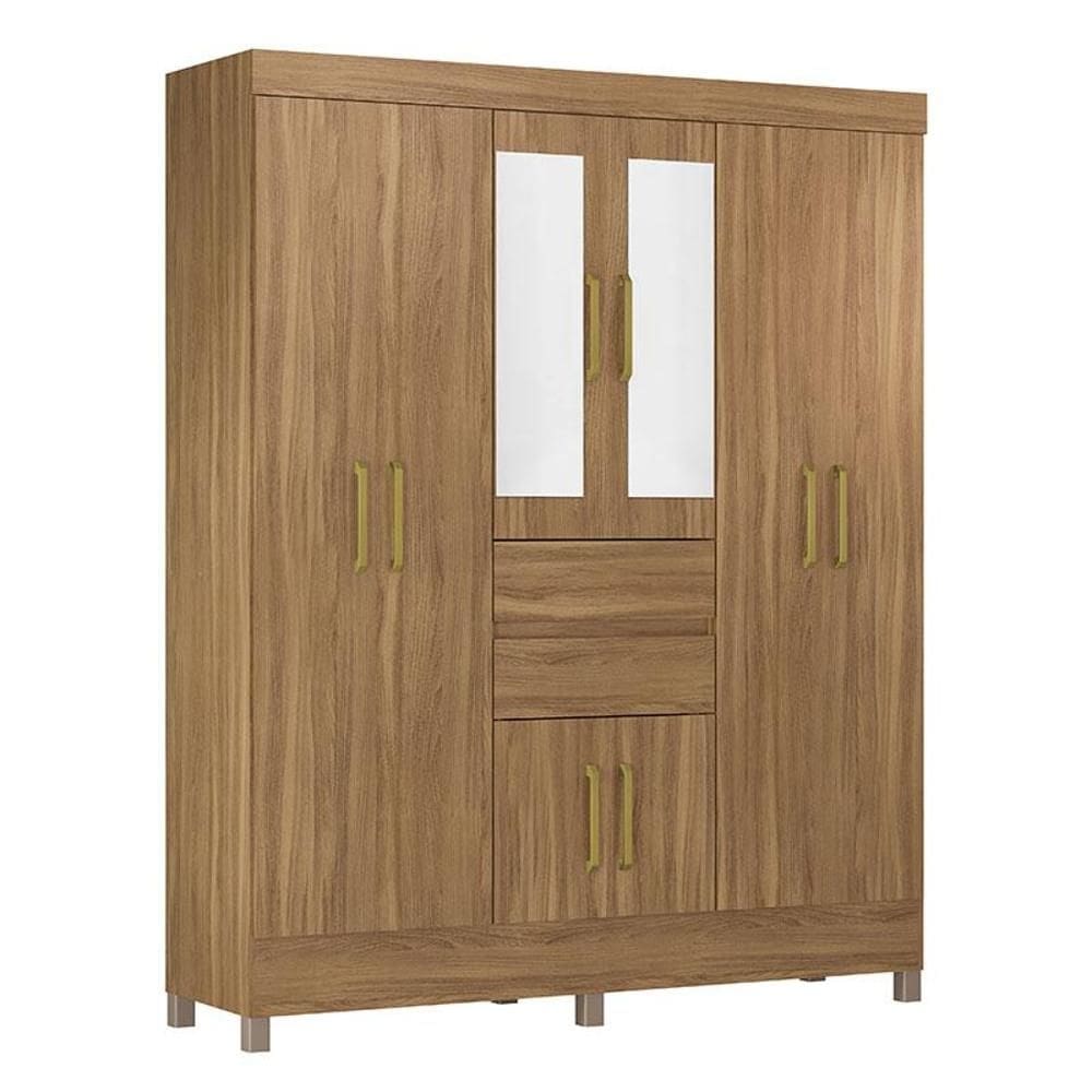 Guarda Roupa Casal Munique Amêndola Touch com Espelho – Demóbile