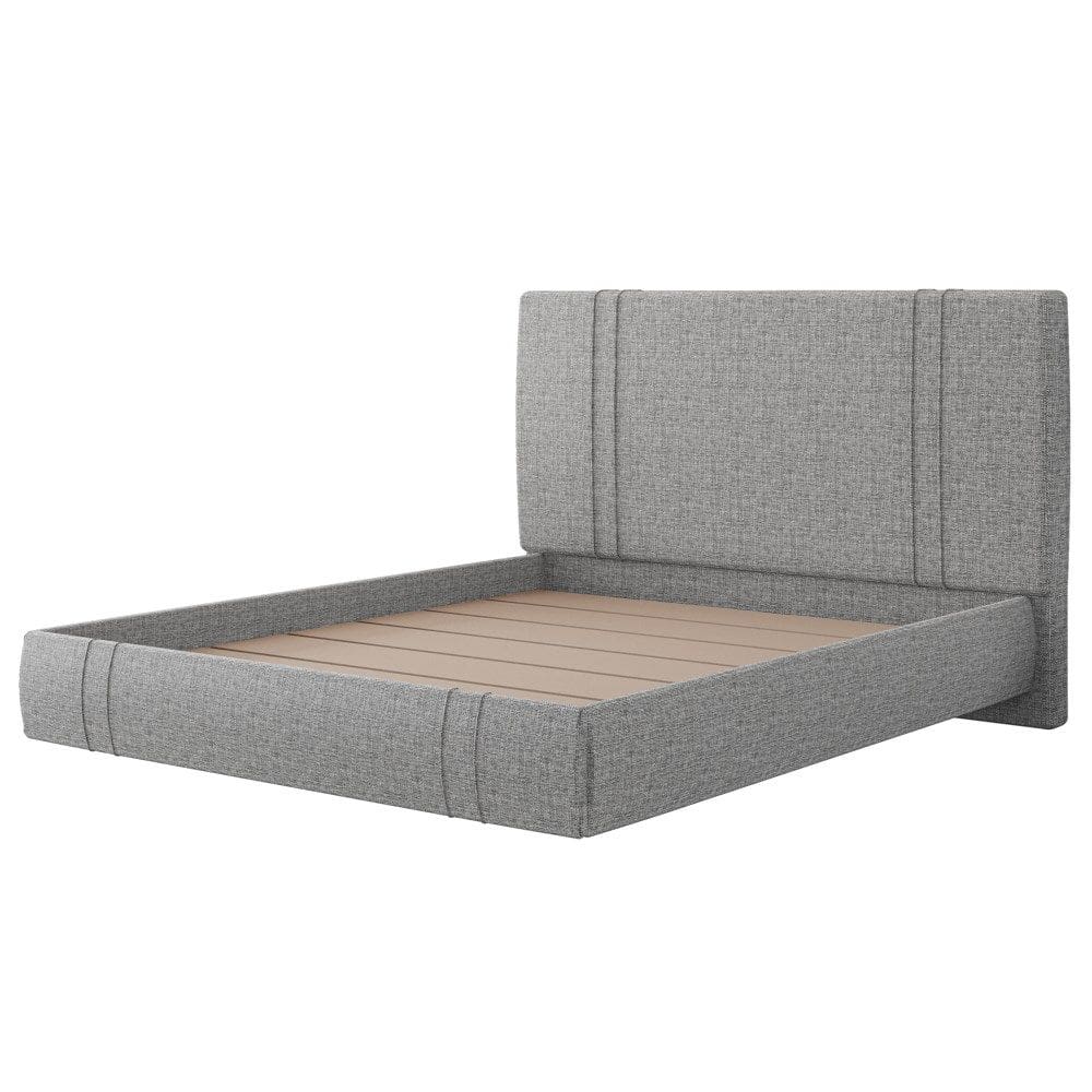 Cama King Flutuante Com Cabeceira 195cm Lyra S05 Linho Cinza - Mpozenato