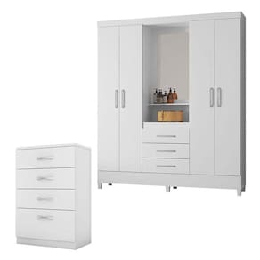 Cômoda Astral e Guarda Roupa Casal Capelinha Pérsia Branco Flex - Demóbile