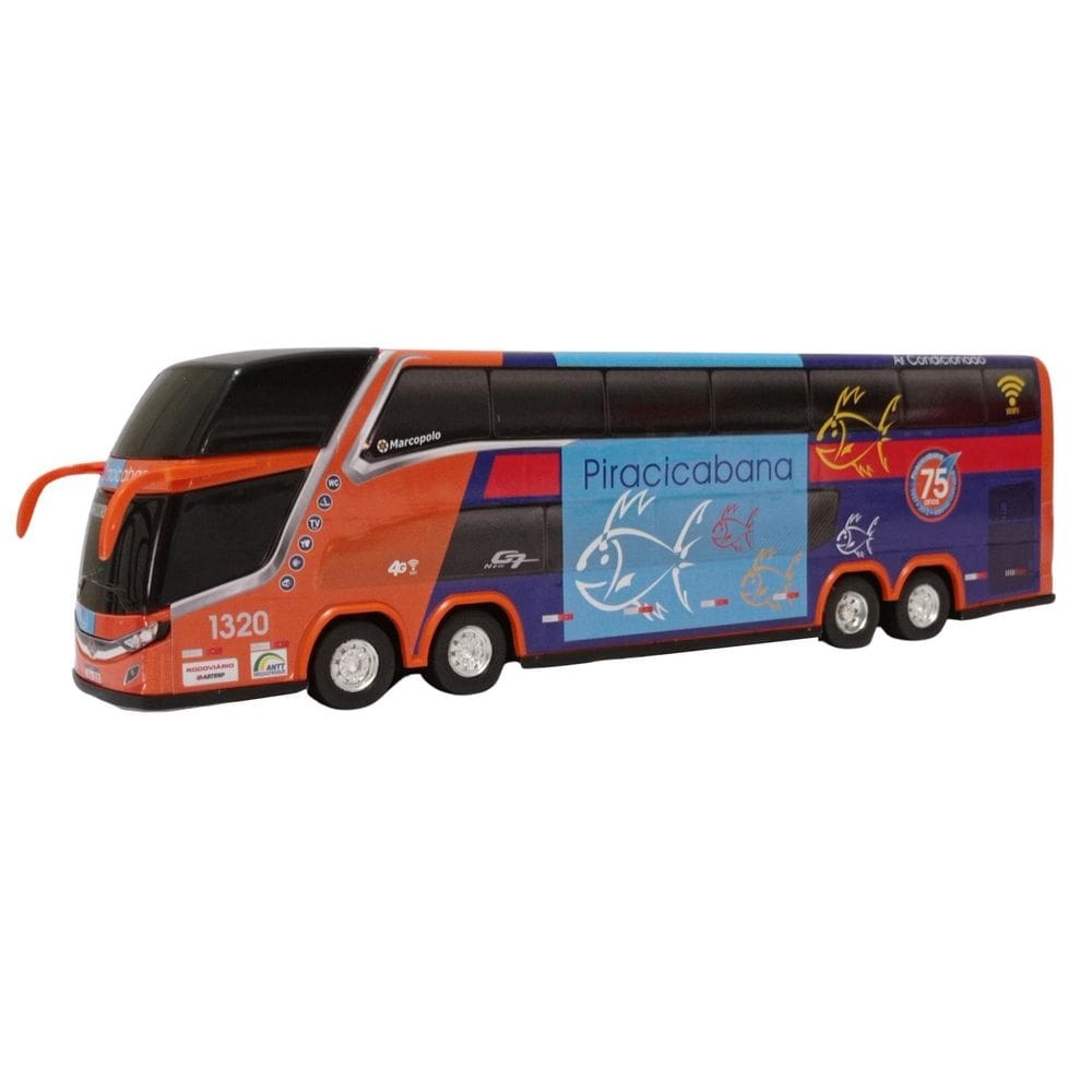 Brinquedo ônibus piracicabana 2 andares 30cm