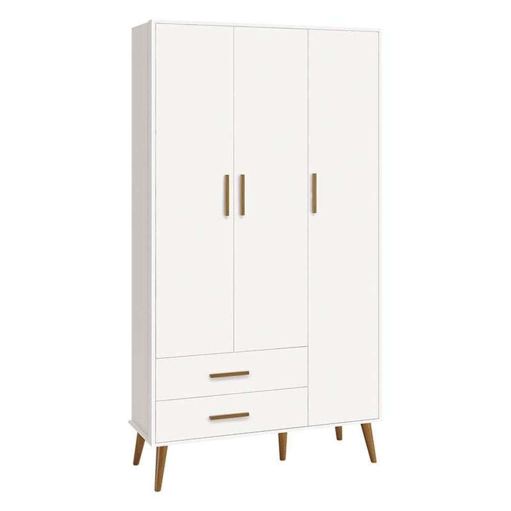 Guarda Roupa Infantil 3 Portas Isis Branco Acetinado - Reller