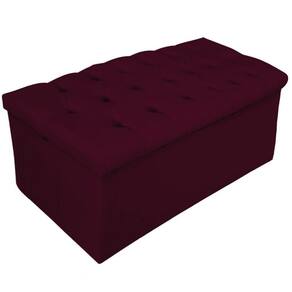 Calçadeira Baú Estofada Mel 90 Cm Solteiro Suede Bordô