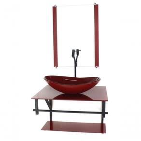 Gabinete De Vidro Para Banheiro 60cm Cuba Com Torneira Preta