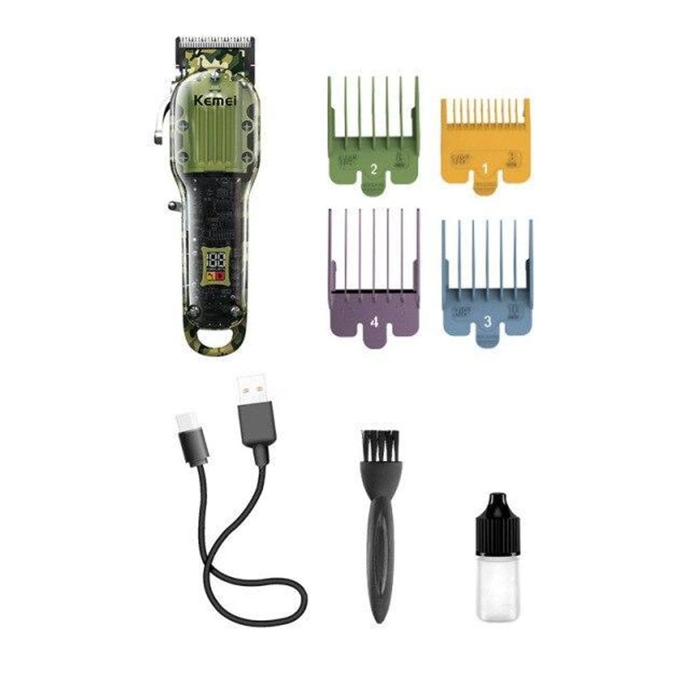 Máquina de cortar cabelo kemei km 1926 bivolt camuflada