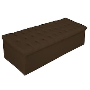 Calçadeira Baú Estofada Mel 160 Cm Queen Size Suede Marrom