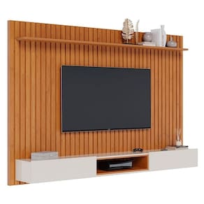 Painel para TV Home Suspenso Ripado Loft 2.2 Nature Off White - Imcal