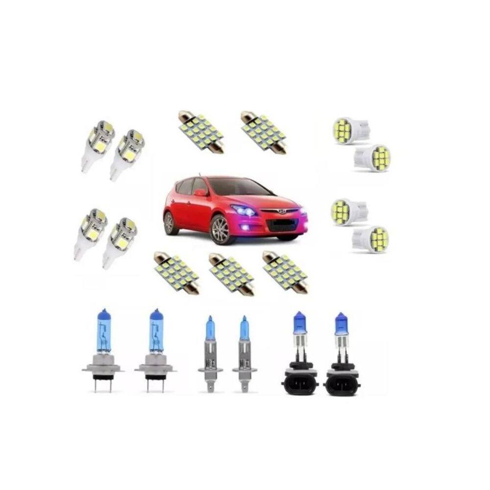 Led`s + farol kit completo hyundai i30 super brancas inmetro