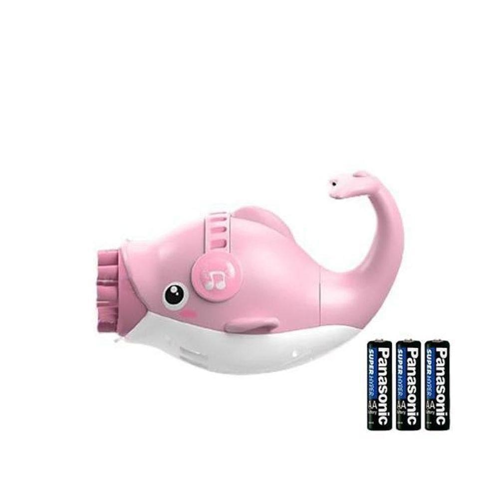Kit 1 Golfinho Bolha Sabão Criança Infantil+ 3 Pilha Rosa 3