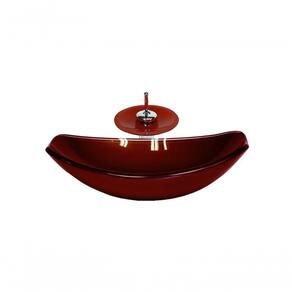 Cuba De Vidro Oval 46cm + Valvula + Torneira Cascata