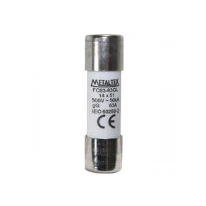 Fusível cartucho 14x51mm 63 amperes modelo fc metaltex