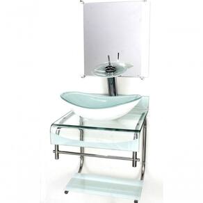 Gabinete Duplo Inox Cuba Oval C/Torneira Branco