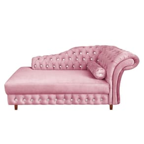Divã Chesterfield Juliette 160cm Pés Chanfrado Veludo Rose