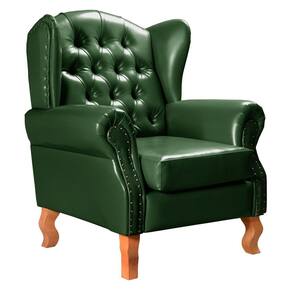 Poltrona e Puff Chesterfield Imperador Decoração Retrô Vintage Verde