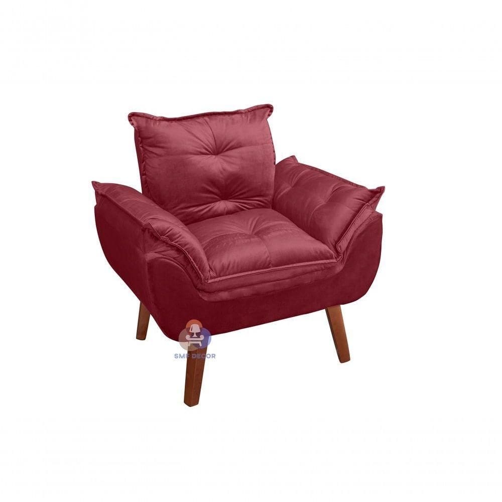 Poltrona Opala Suede Bordô