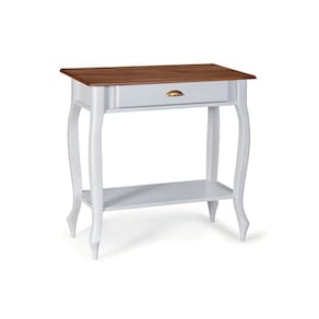 Bancada Aparador Mini Lavabo 1 Gaveta Pés Luiz XV Dália 3062 Linz Móveis - Off White/Imbuia Glazer