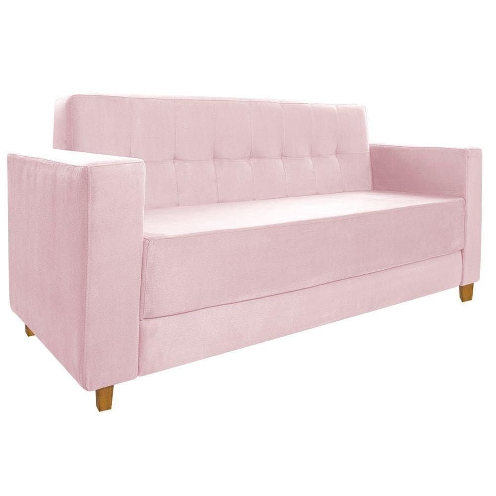 Sofá 2 Lugares Denver Suede Rosa Bebê - Doce Sonho Móveis