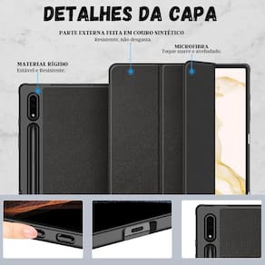 Capa tpu slot p caneta para samsung tab s8+ x800 + película