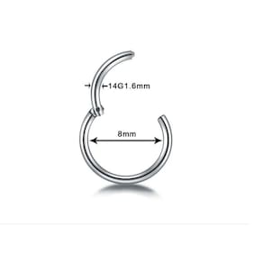 Piercing argola titânio septo helix cartilagem 8 mm prateado