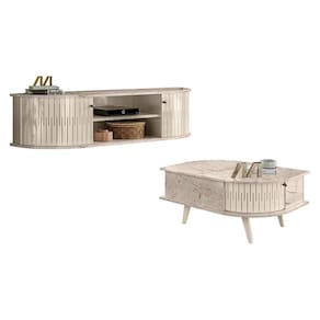Rack Bancada Suspensa Modena com Mesa de Centro Indianápolis Calacata Off White – Madetec