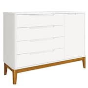 Cômoda Infantil Classic Boom Branco com Pés Amadeirado - Reller
