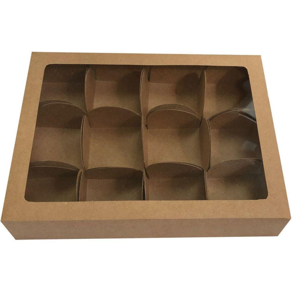 Embalagem para alimentos trufas kraft 17,3x13x3cm 12 formas