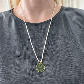 Cordão De Algodão Com Medalha Cana De Açúcar Revestida Em Ouro Cor Verde