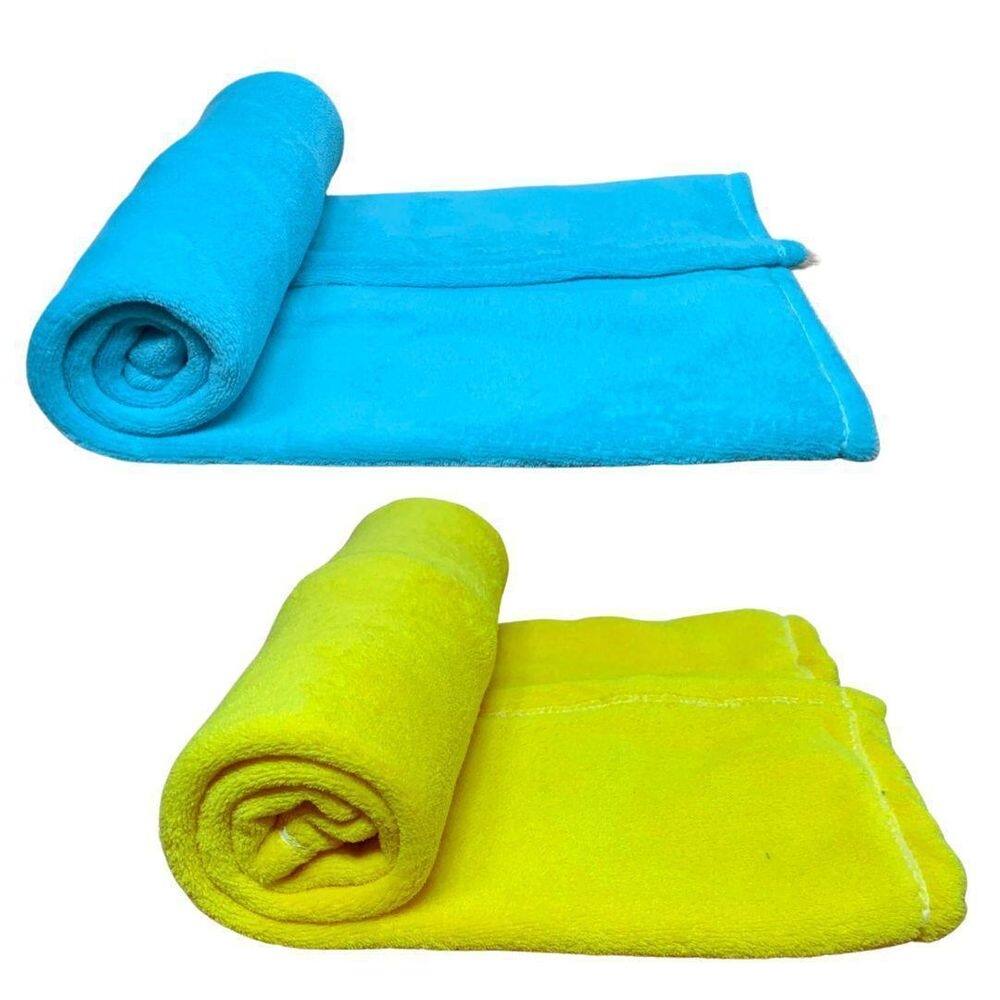 Kit 2 mantas pet cor azul e amarela