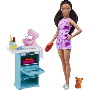 Boneca barbie playset brincando de cozinhar - mattel hcd43
