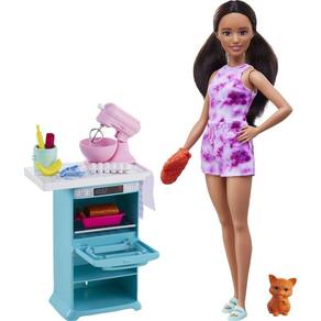 Boneca barbie playset brincando de cozinhar - mattel hcd43